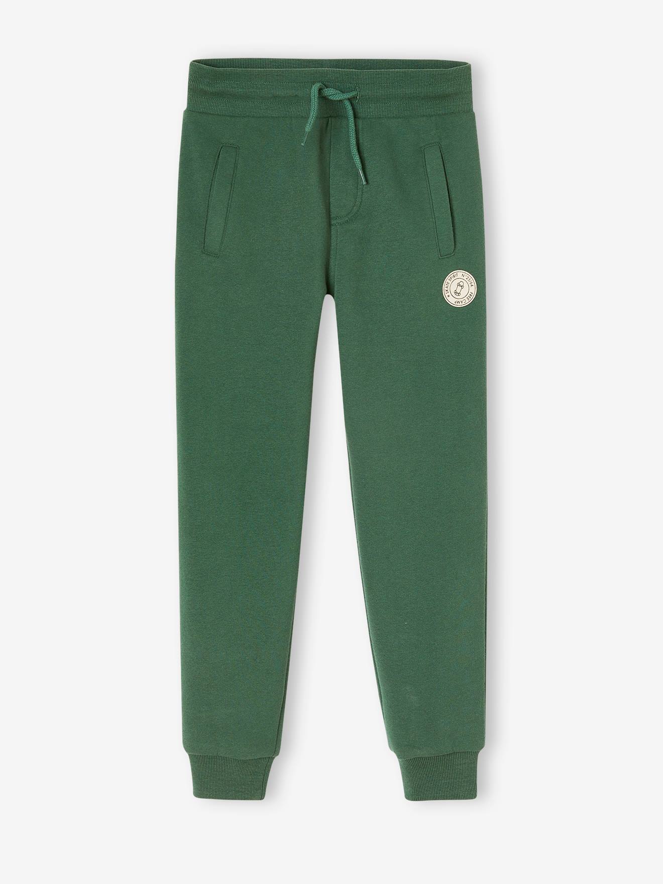 Pantalon jogging Basics garçon en molleton vert sapin