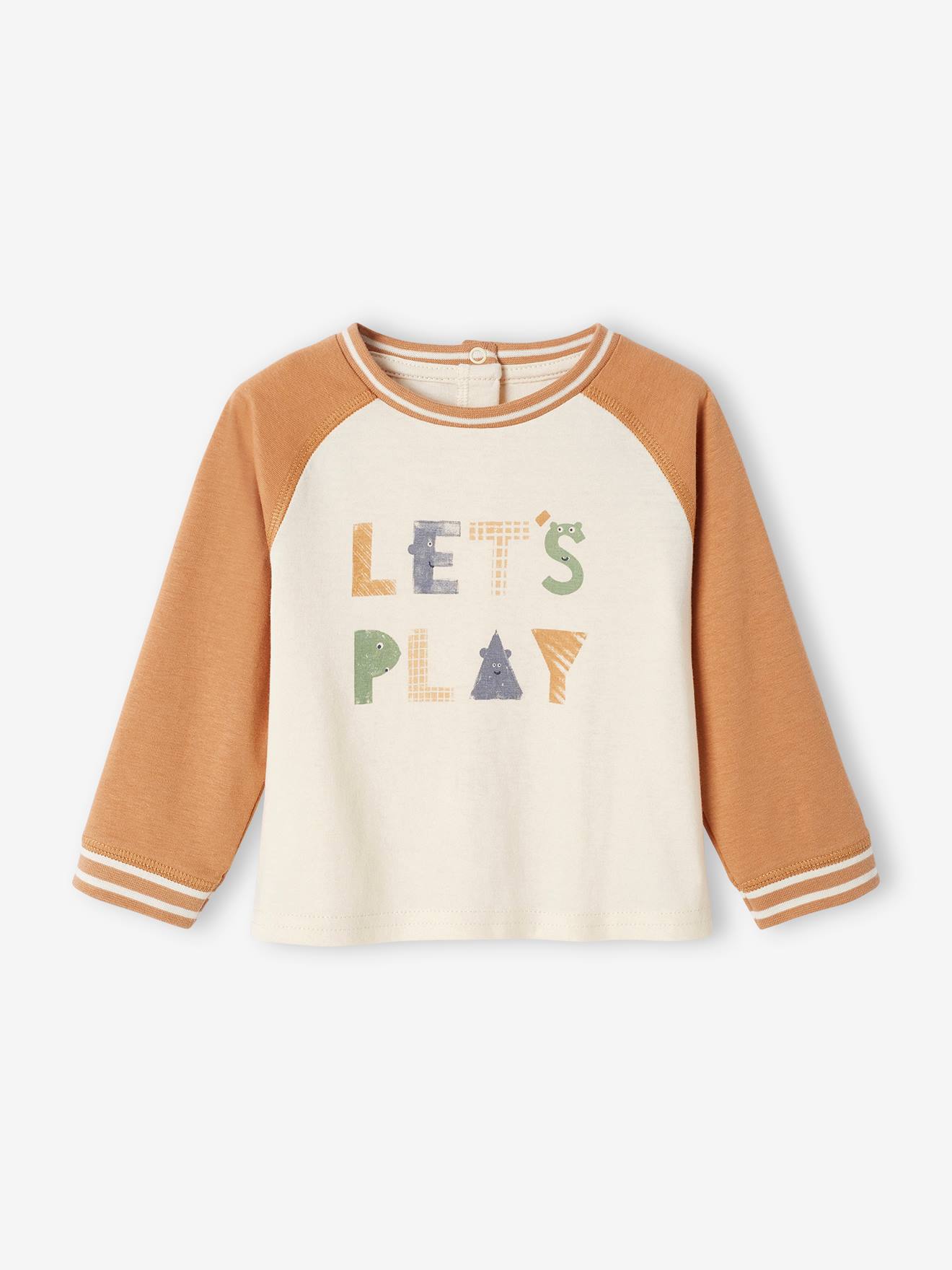Tee-shirt colorblock bébé manches longues écru