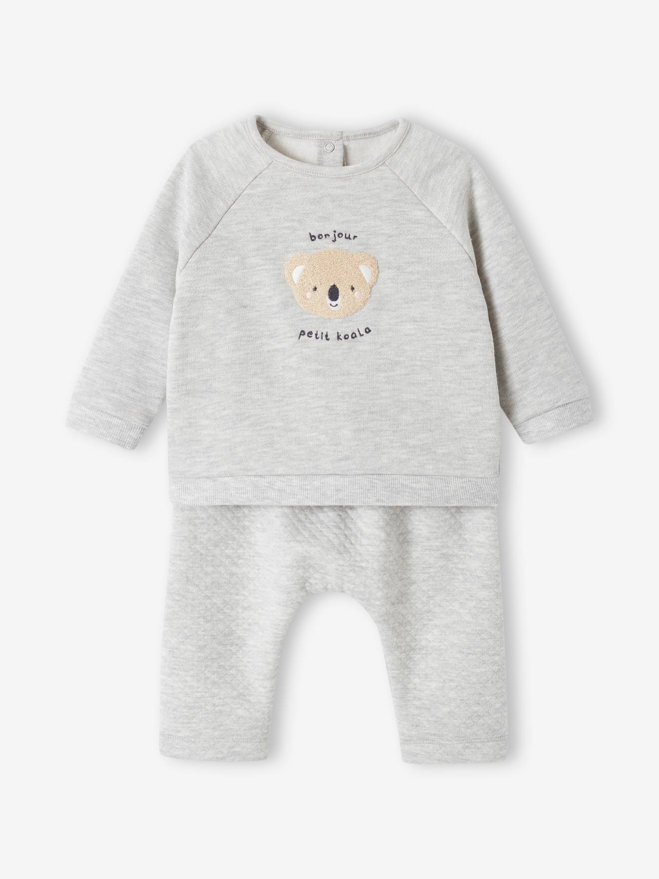Ensemble bébé sweat et pantalon gris chiné
