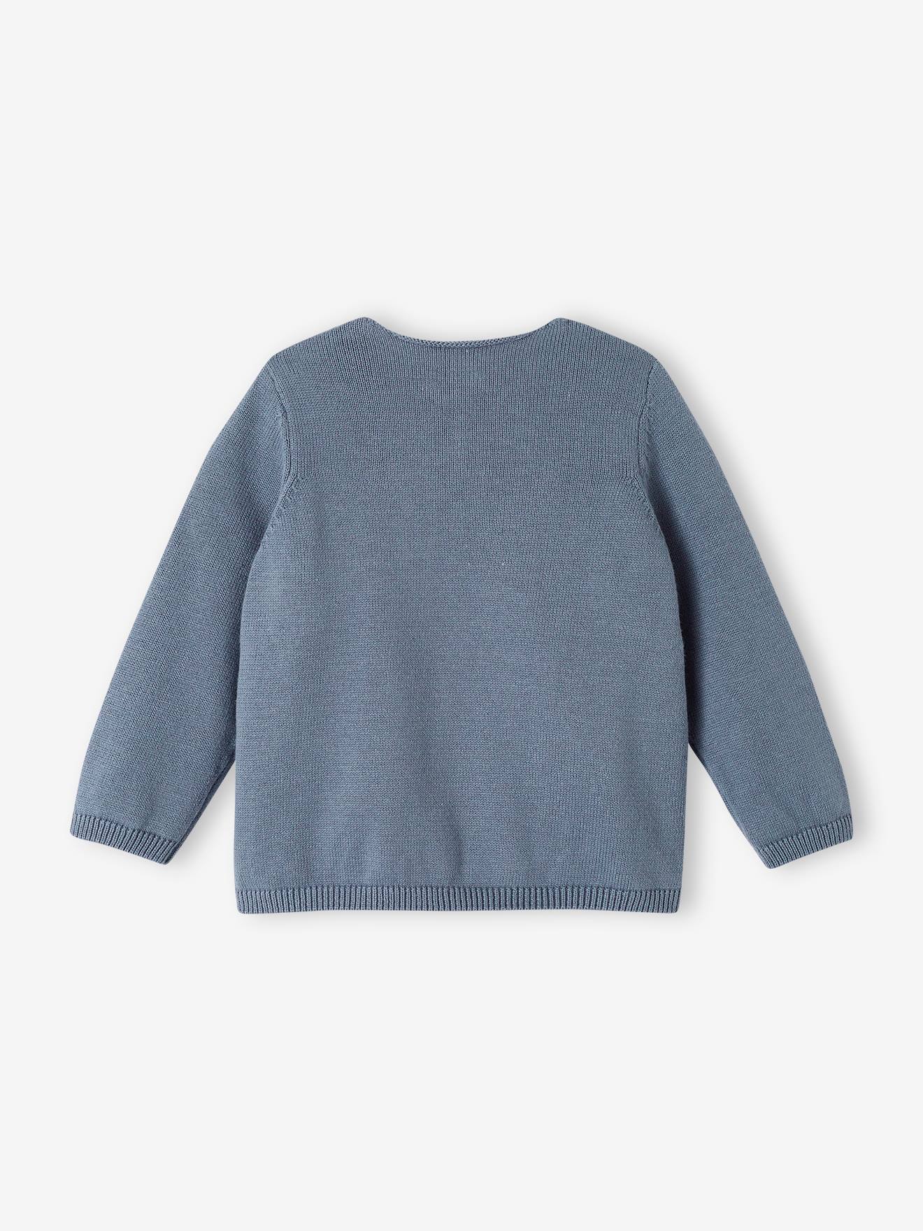 Brassière naissance fille en tricot bleu jean (Vertbaudet) - Image 1