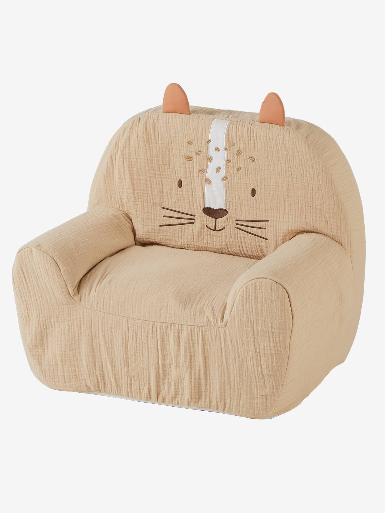 Fauteuil mousse en gaze de coton Tigre beige poudré (Vertbaudet) - Image 2