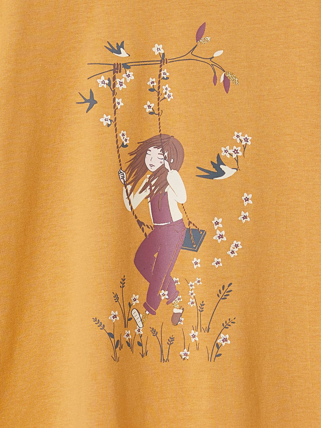 T-shirt Fille Manches Longues Fantaisie Vertbaudet - Motif En Relief, Col Rond, 100% Coton, Taille 14 Ans - 2