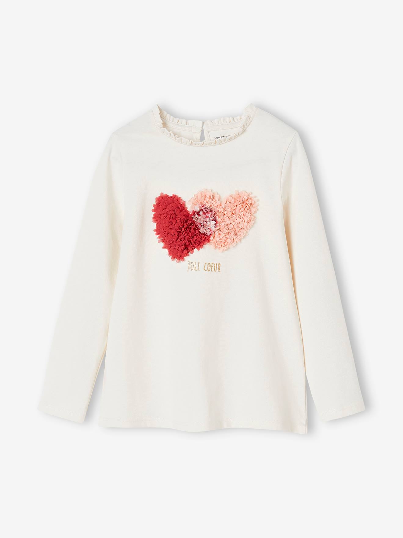 T-shirt motif fantaisie en relief fille écru
