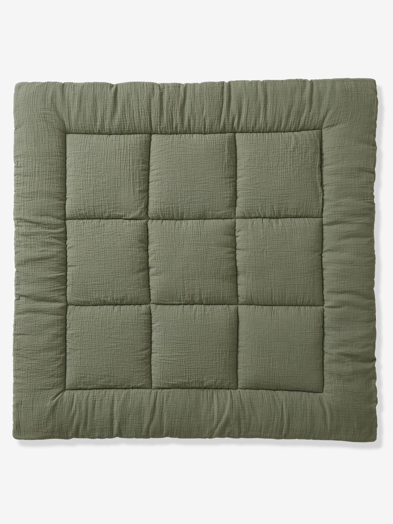 Tapis de sol / Fond de parc uni gaze et percale de coton olive