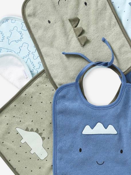Lot 7 bavoirs bleu ciel+imprimé jungle+vert d'eau 8 - vertbaudet enfant 