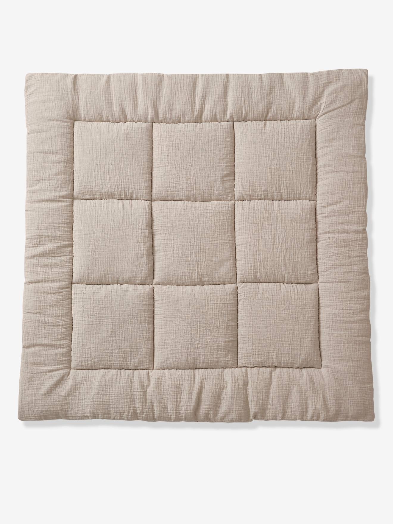 Vertbaudet - Tapis de sol / Fond de parc uni gaze et percale de coton taupe
