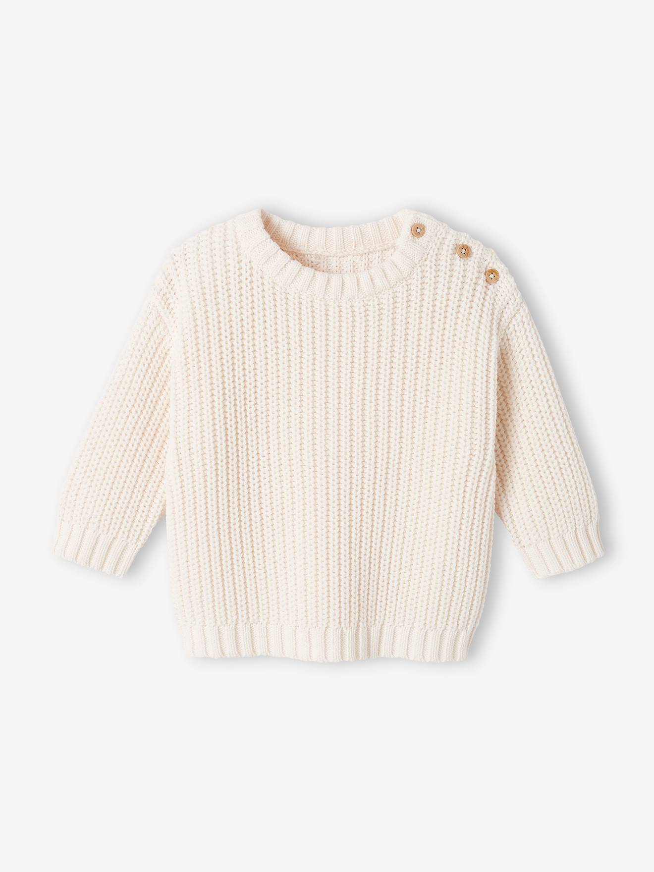 Pull en côte perlée bébé écru