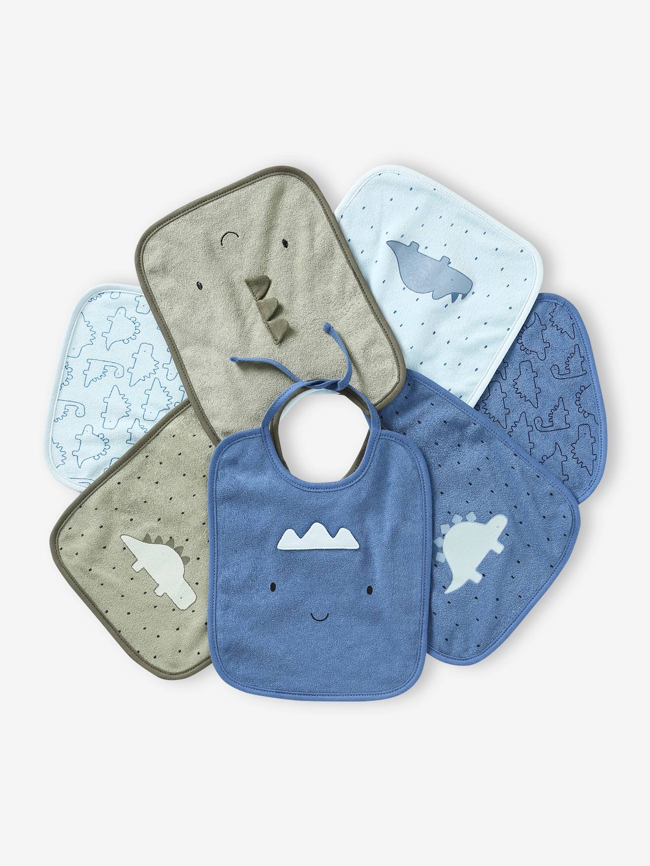 Lot de 7 bavoirs bébé VERTBAUDET bleu ciel