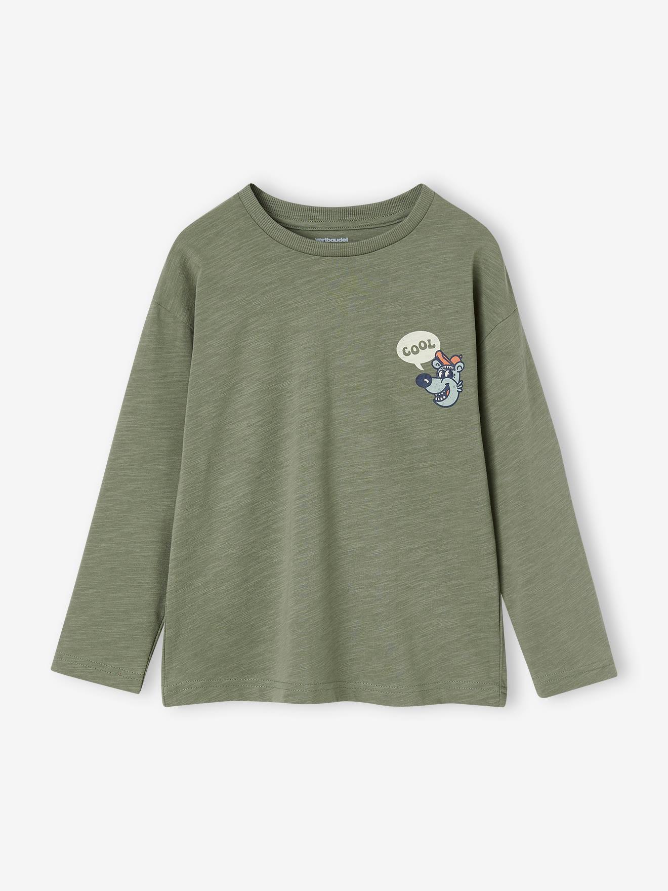 T-shirt grand motif dos garçon vert sauge