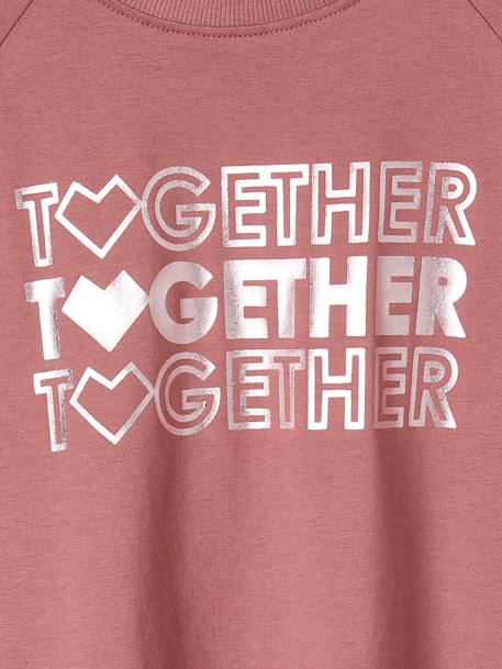 T-shirt sport motif brillant Together fille manches longues raglan vieux rose 3 - vertbaudet enfant 