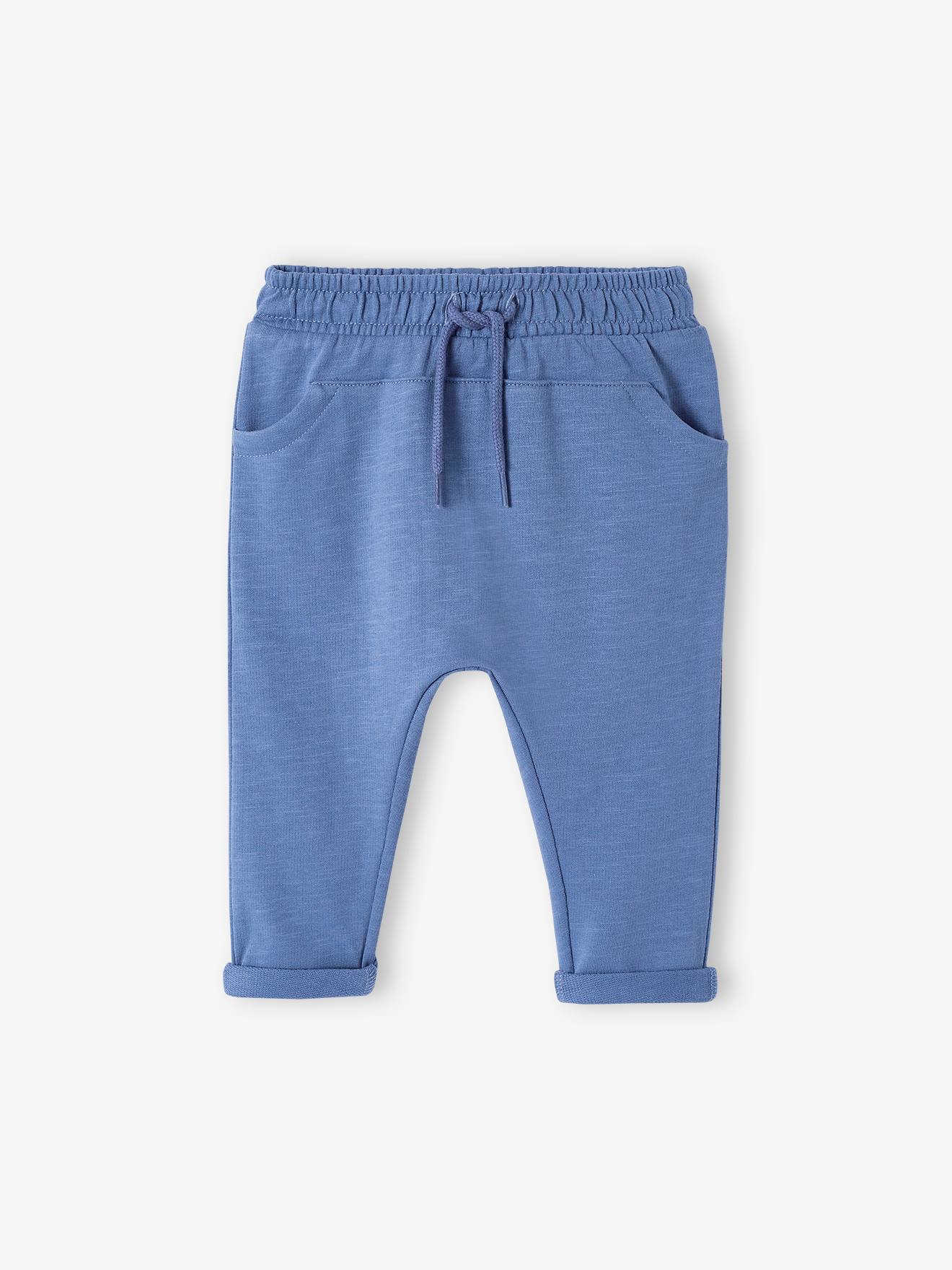 Pantalon molleton bébé garçon uni bleu ardoise