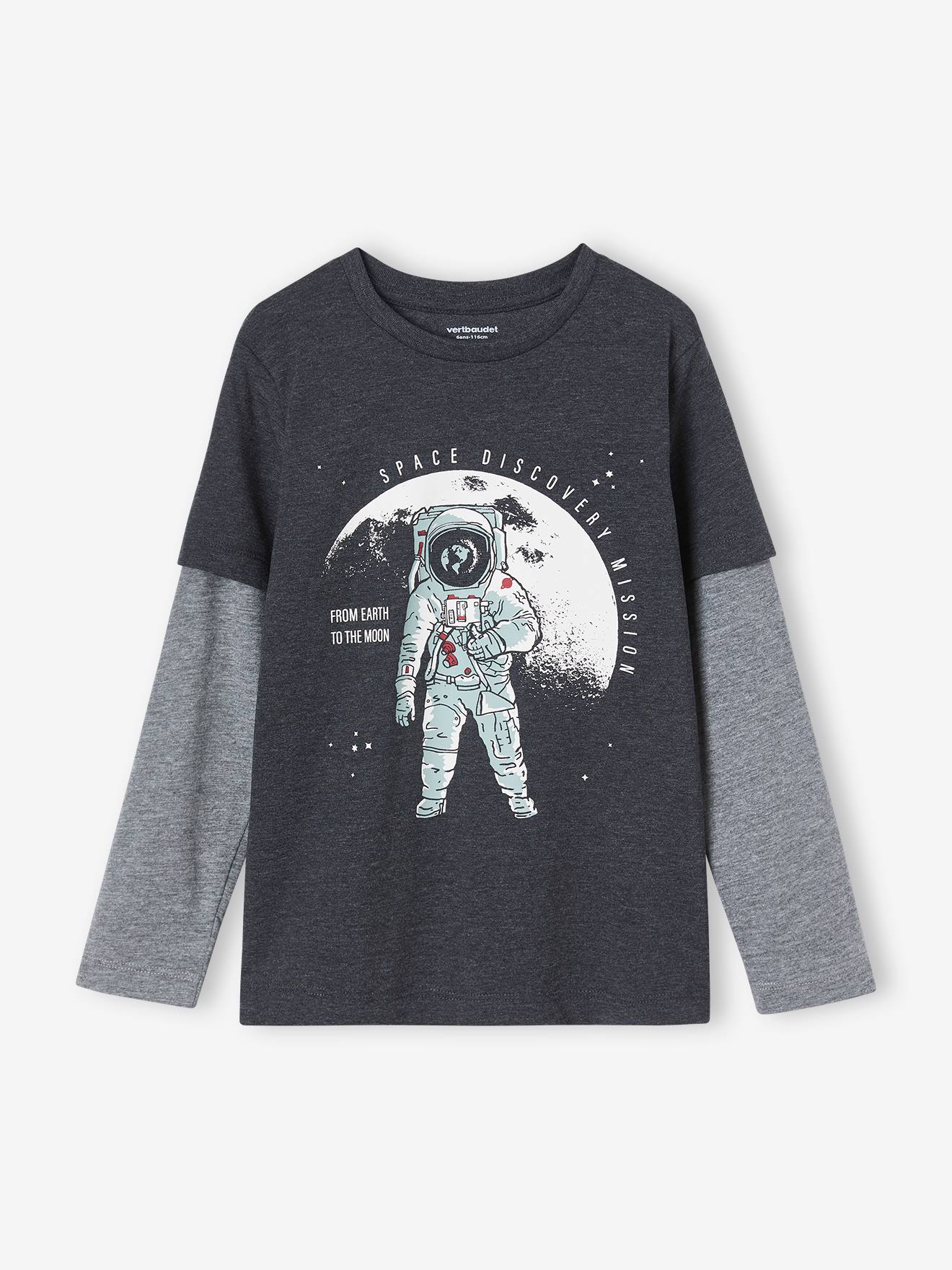 Tee-shirt effet doubles manches garçon noir
