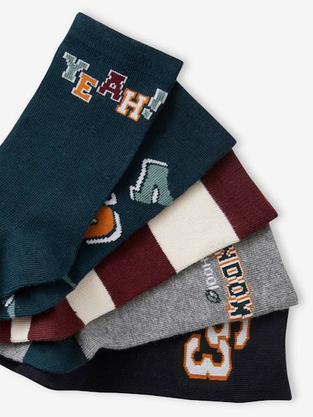 Lot de 5 paires de chaussettes unies pour garçon Gris chiné foncé - 35-38