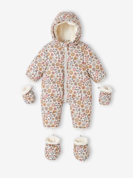 Bébé-Combipilote bébé fille fleurie doublée polaire