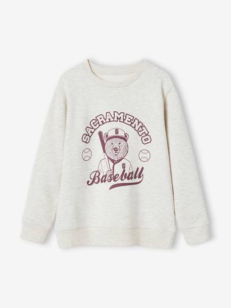 Sweat Basics motifs graphiques garçon blanc chiné+bleu nuit+bordeaux+noix de pécan+vert 3 - vertbaudet enfant 