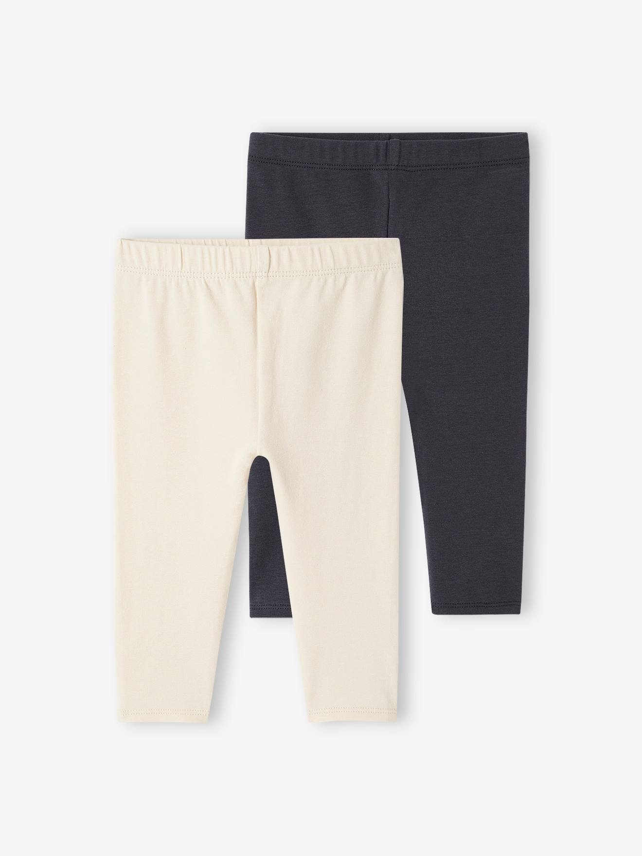 Lot de 2 leggings longs bébé fille BASICS écru