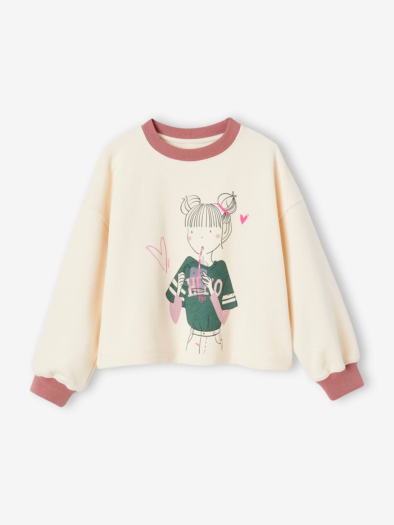 Sweat court sport Egérie fille écru