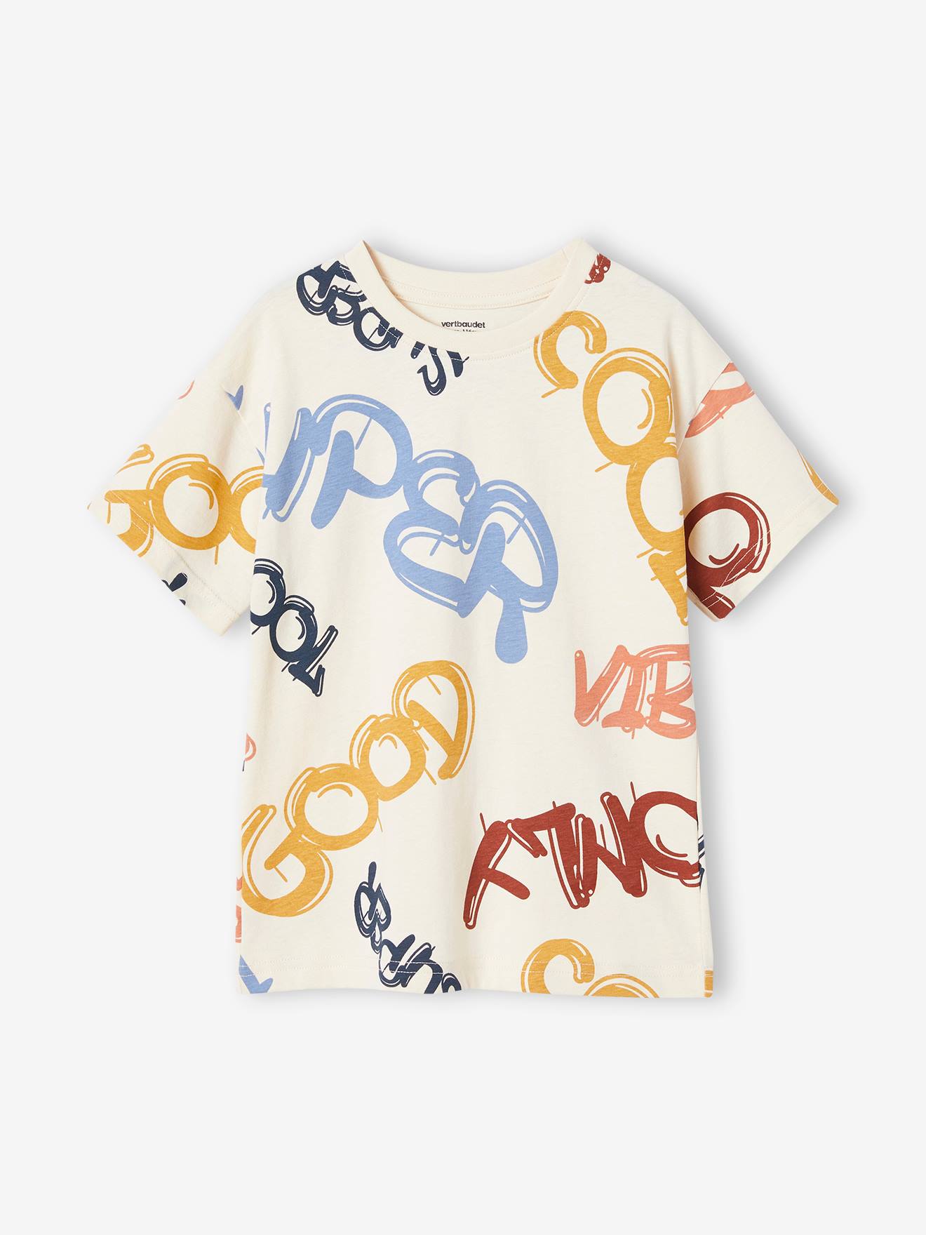 Tee-shirt garçon maxi graffitis pop écru