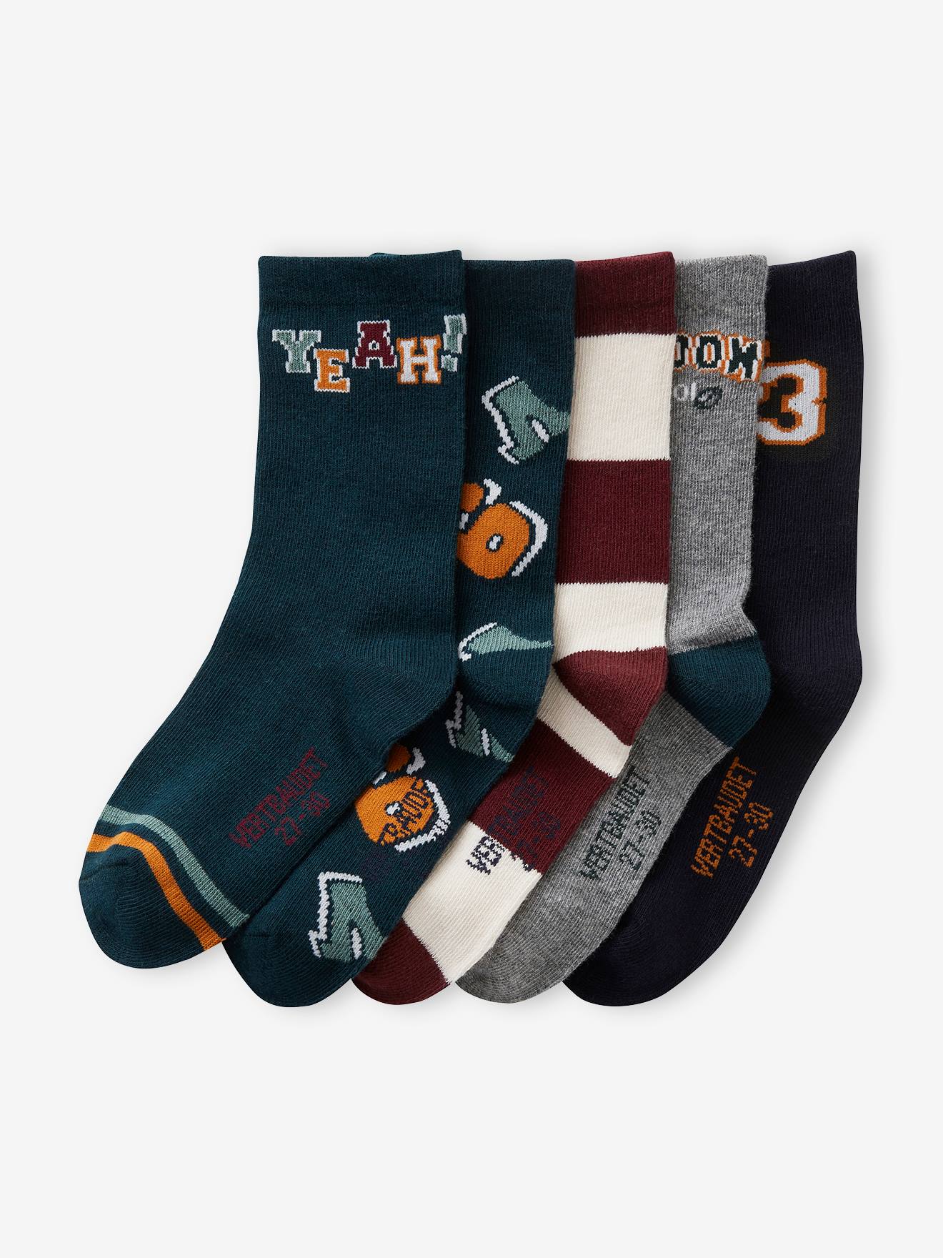 Lot de 5 paires de chaussettes garçon vert sapin