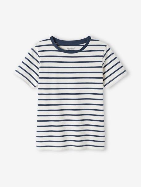 Lot de 3 T-shirts Basics garçon manches courtes blanc chiné+bleu azur+bordeaux+cappuccino+vert+vert d'eau 17 - vertbaudet enfant 