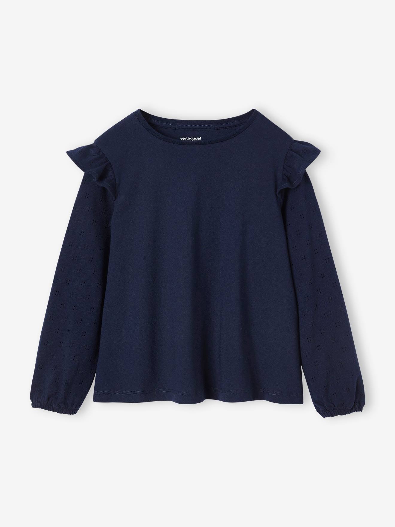 Tee-shirt blouse fille Basics manches longues personnalisable marine