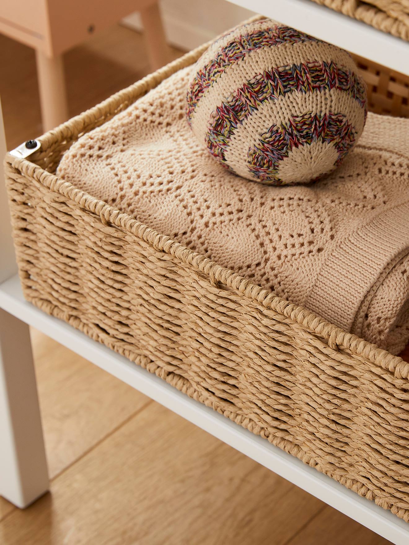 Panier de rangement pour table à lange en corde de papier beige (Vertbaudet) - Image 2