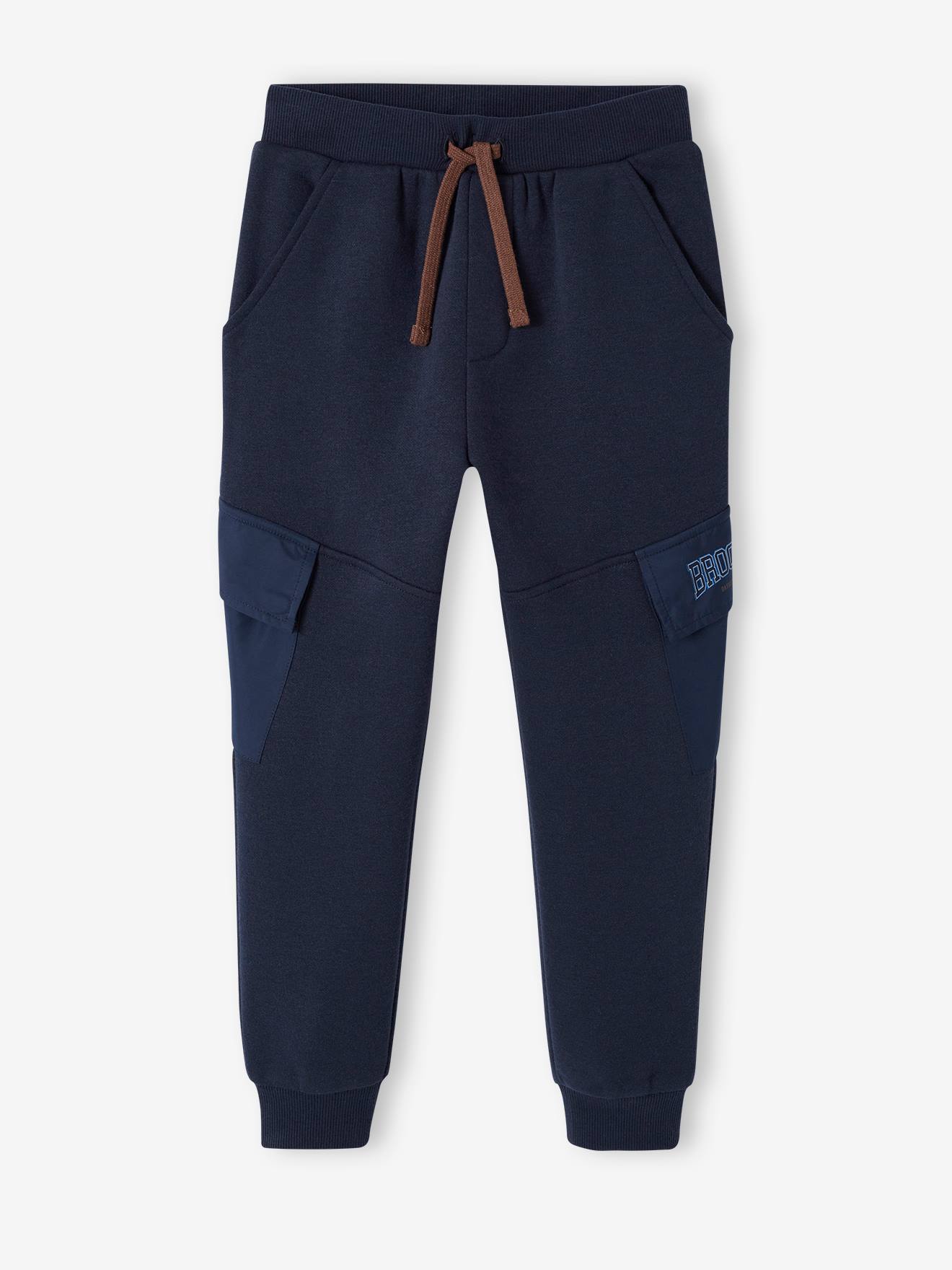 Pantalon jogging avec poches à rabat sport garçon bleu nuit