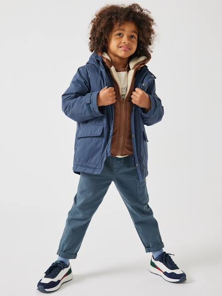 Parka garçon 3 en 1 blouson amovible kaki+lichen+Marine grisé+noix de pécan 30 - vertbaudet enfant 