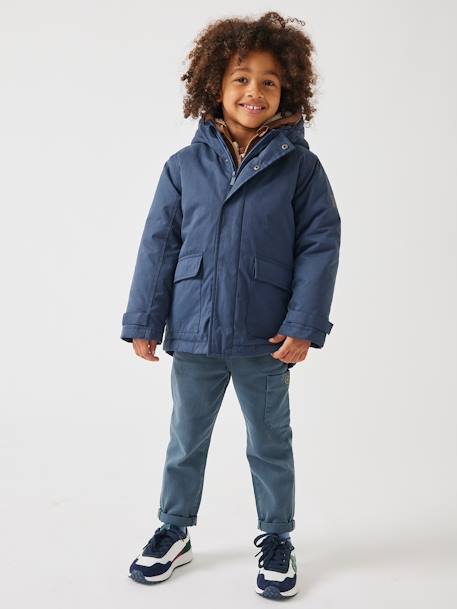 Parka garçon 3 en 1 blouson amovible kaki+lichen+Marine grisé+noix de pécan 31 - vertbaudet enfant 