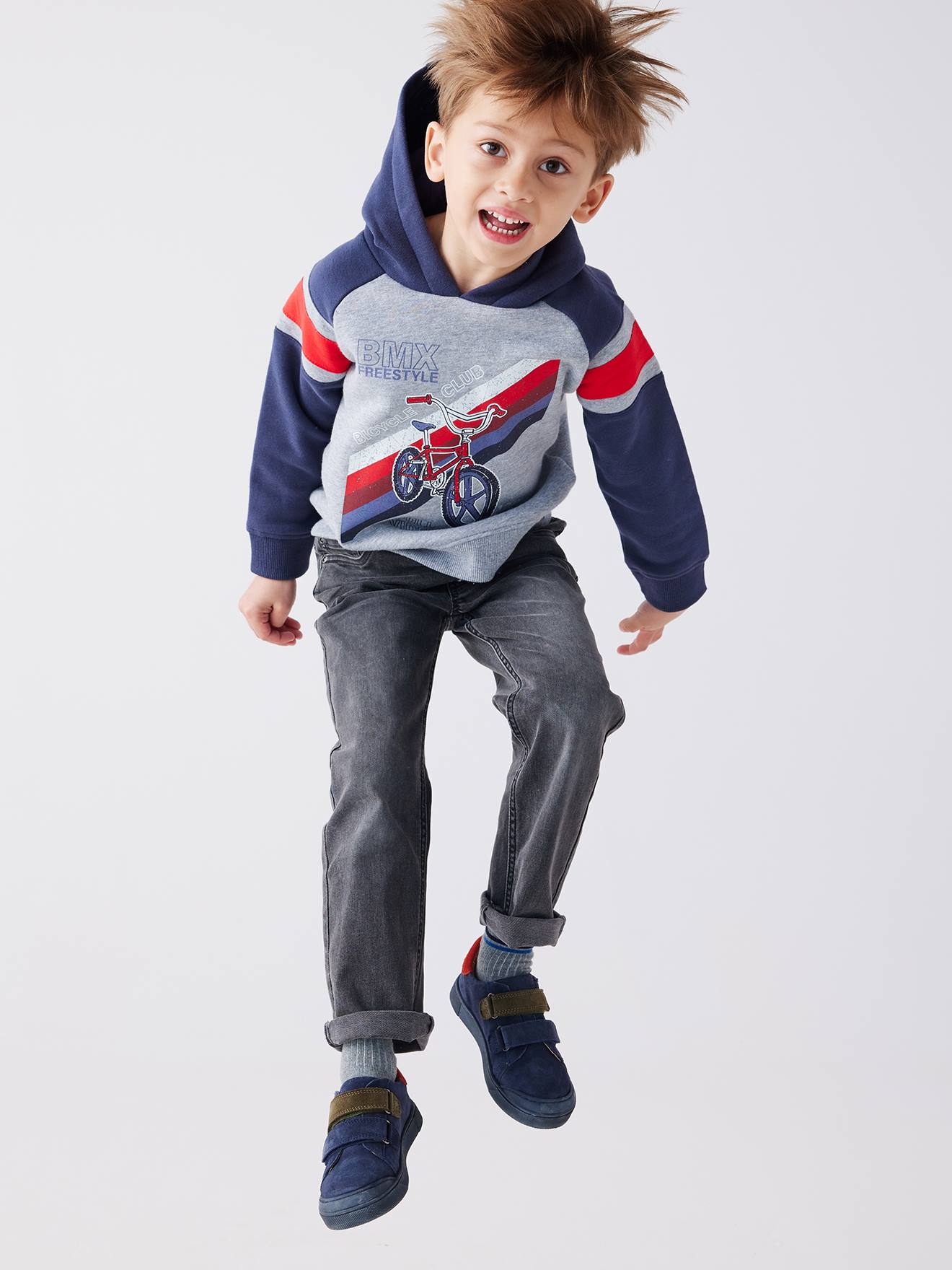 Jean garçon indestructible droit relax facile à enfiler denim gris