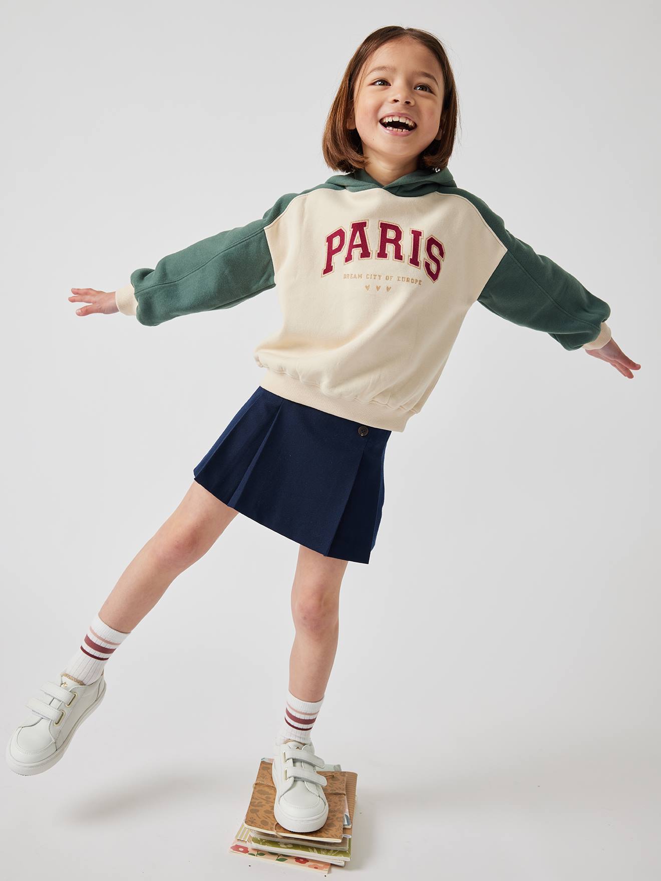 Jupe plissée fille marine