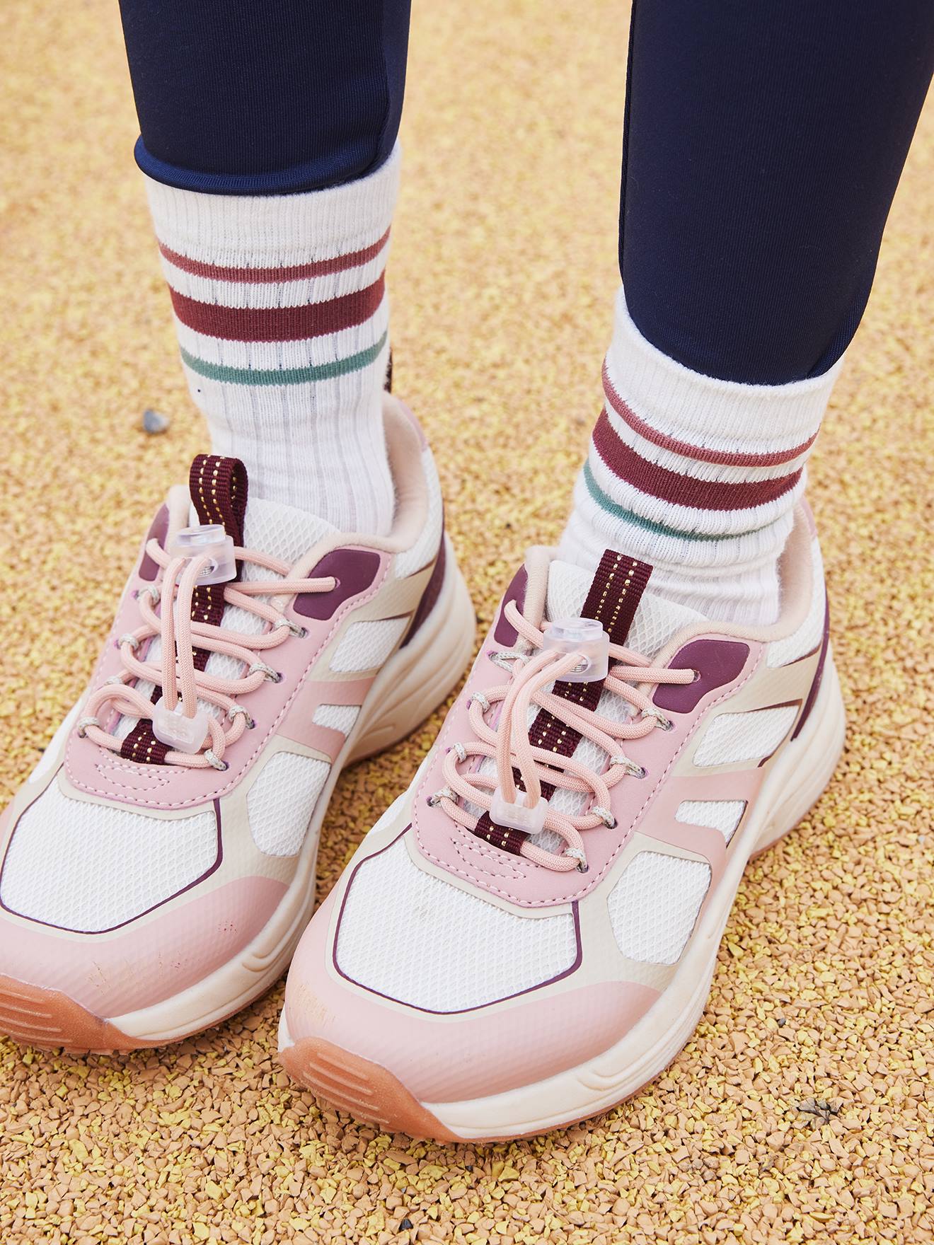 Baskets sport élastiquées fille semelle épaisse rose nude