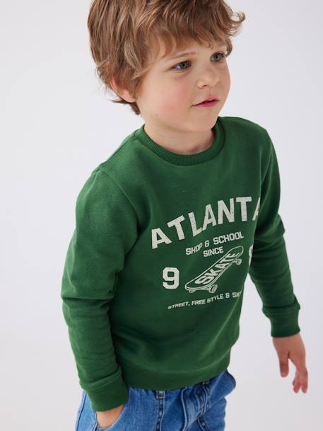 Sweat Basics motifs graphiques garçon blanc chiné+bleu nuit+bordeaux+noix de pécan+vert 27 - vertbaudet enfant 