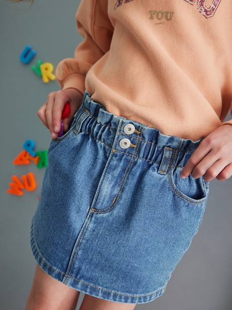 Jupe en jean style 'paperbag' fille stone 15 - vertbaudet enfant 