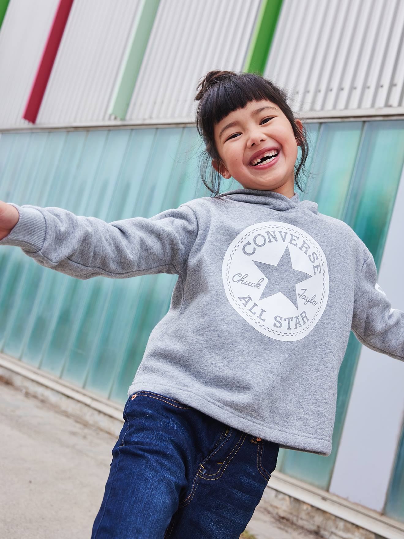 Sweat à capuche Chuck Patch Cropped Hoodie CONVERSE gris