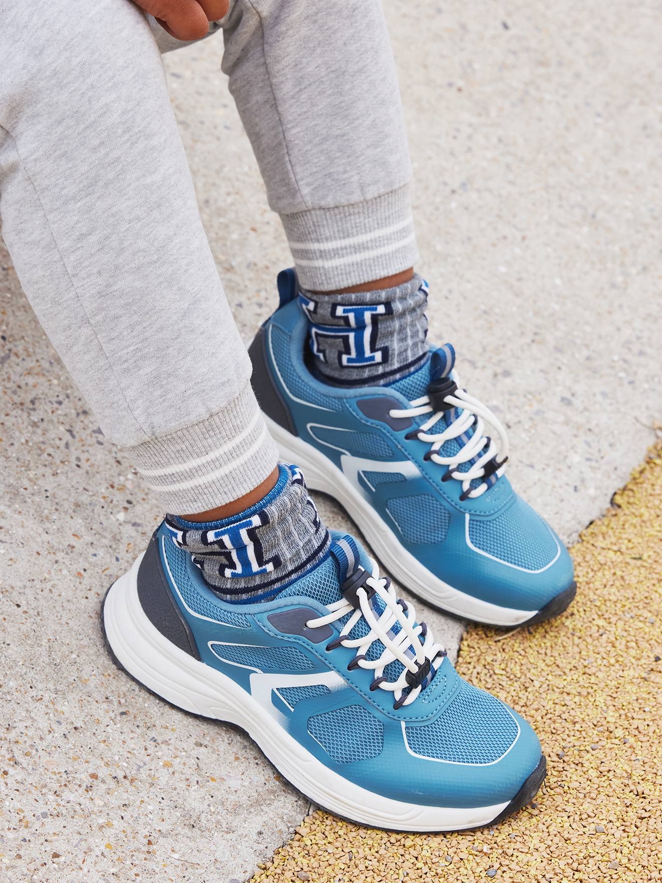 Baskets sport élastiquées enfant semelle épaisse bleu