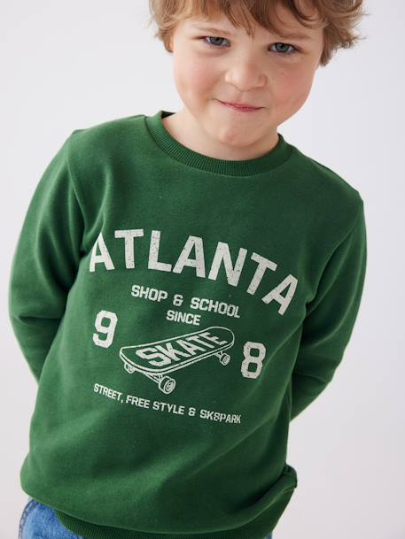 Sweat Basics motifs graphiques garçon blanc chiné+bleu nuit+bordeaux+noix de pécan+vert 26 - vertbaudet enfant 
