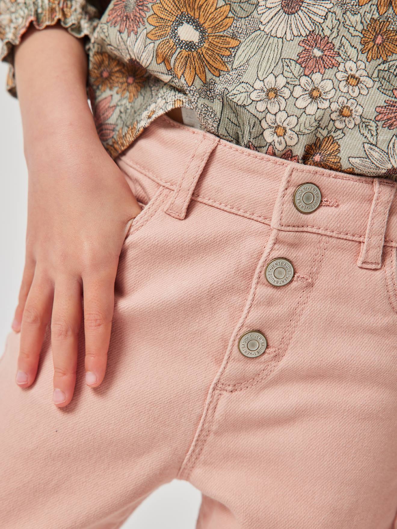 Pantalon Mom MorphologiK Tour de hanches MEDIUM fille rose poudré