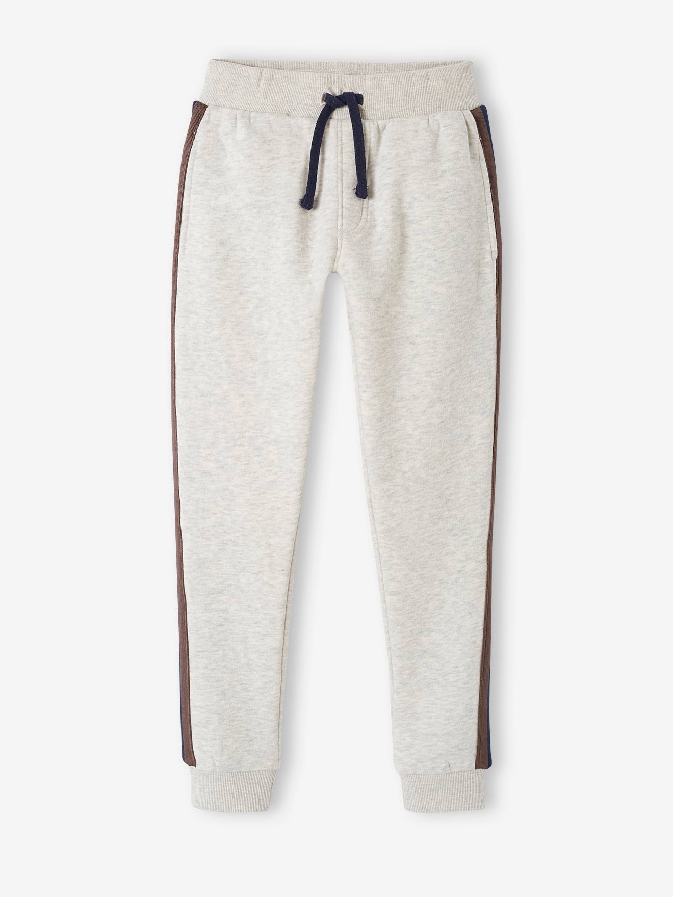 Jogging bandes côtés garçon beige chiné