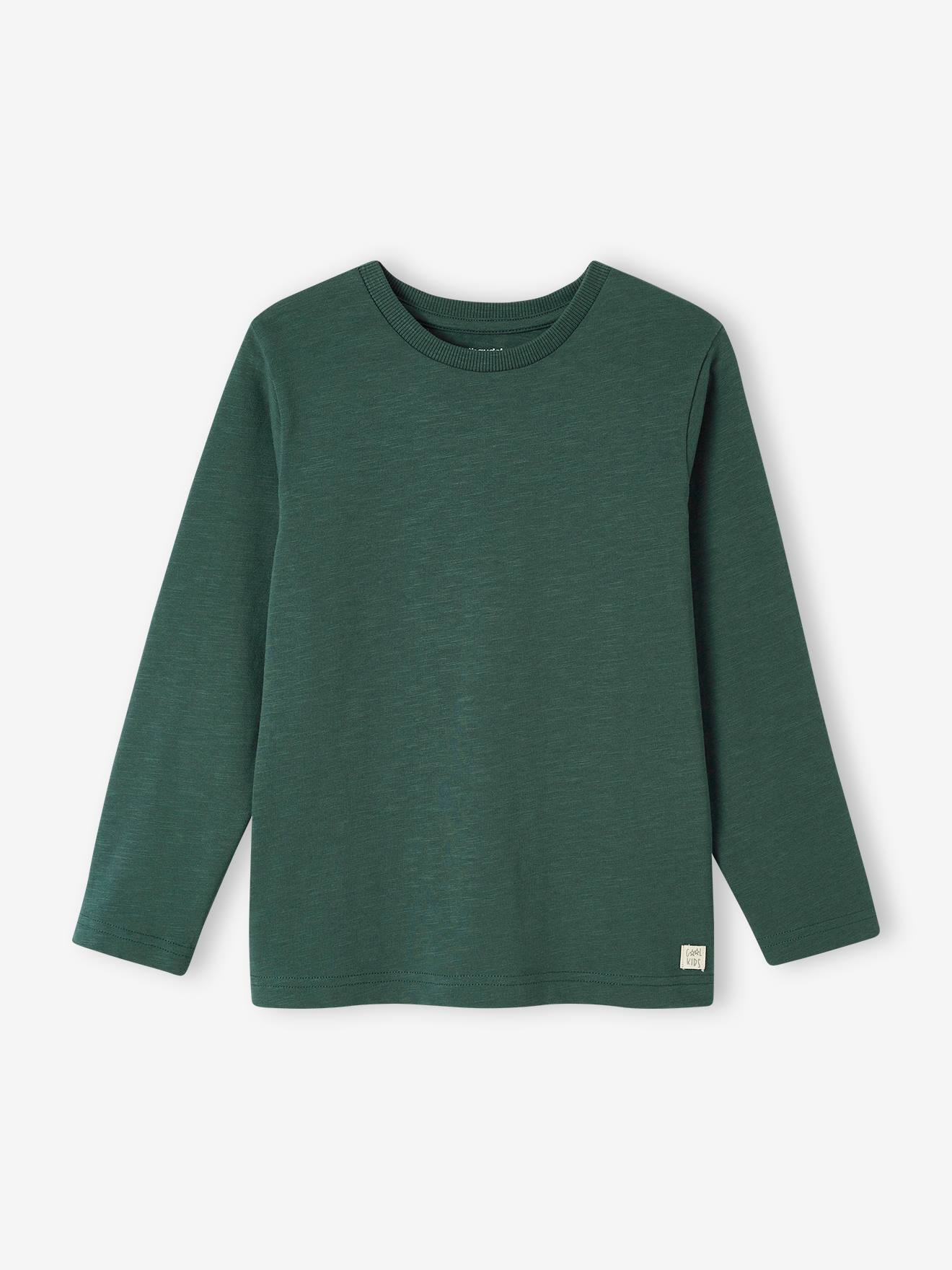 T-shirt couleur personnalisable garçon manches longues vert sapin
