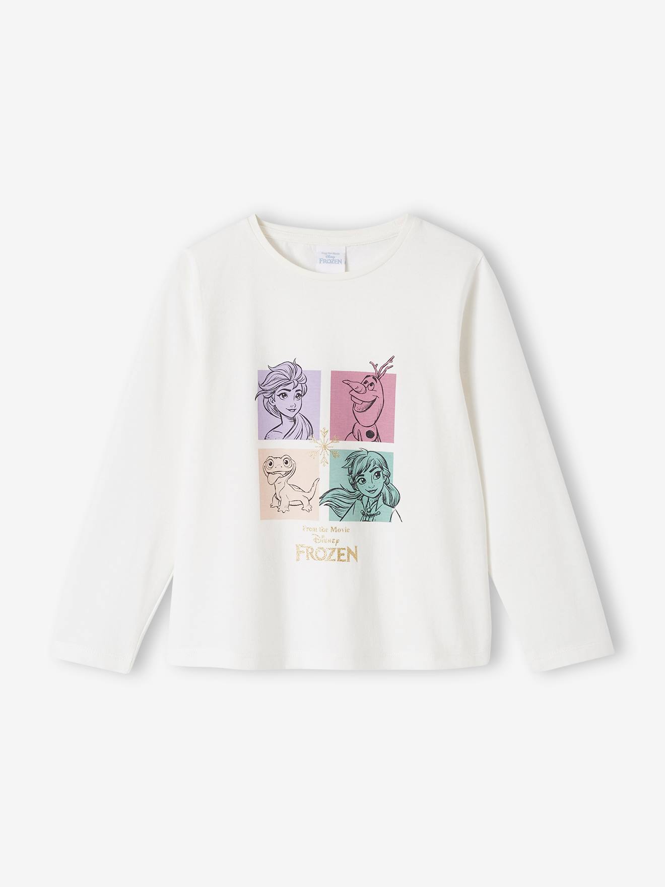 T-shirt fille manches longues Disney La Reine des Neiges 2 écru
