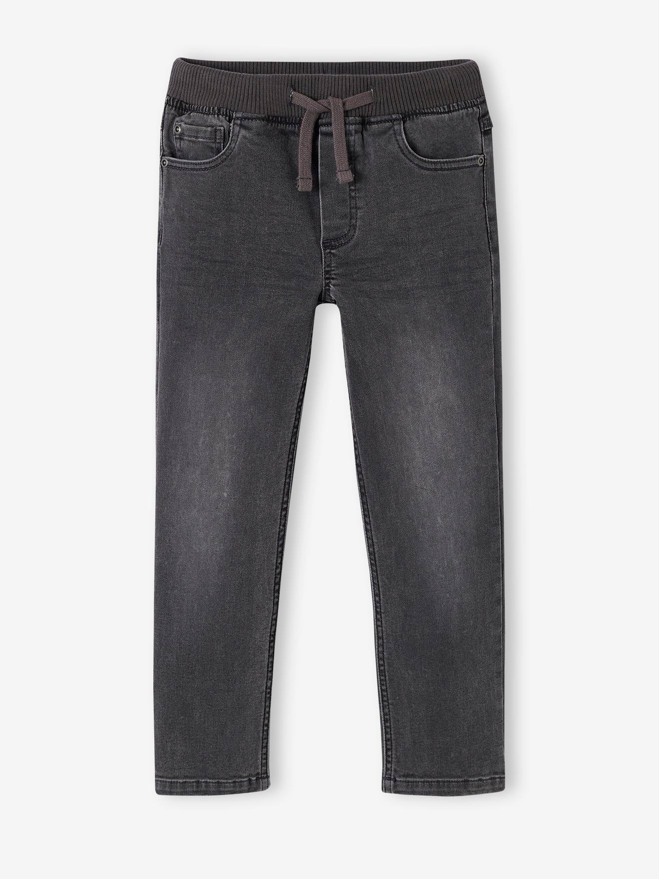 Jean indestructible droit relax garçon facile à enfiler denim gris
