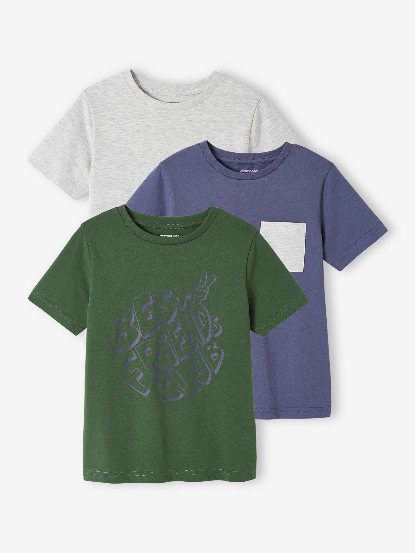 Lot de 3 T-shirts Basics garçon manches courtes vert