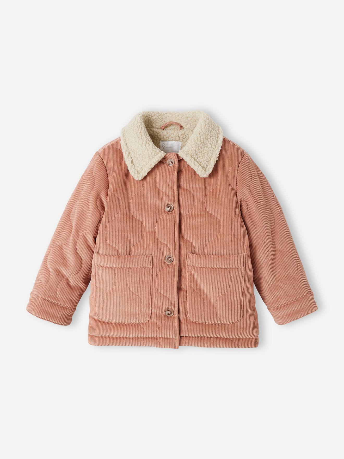 Veste matelassée en velours doublé sherpa fille blush