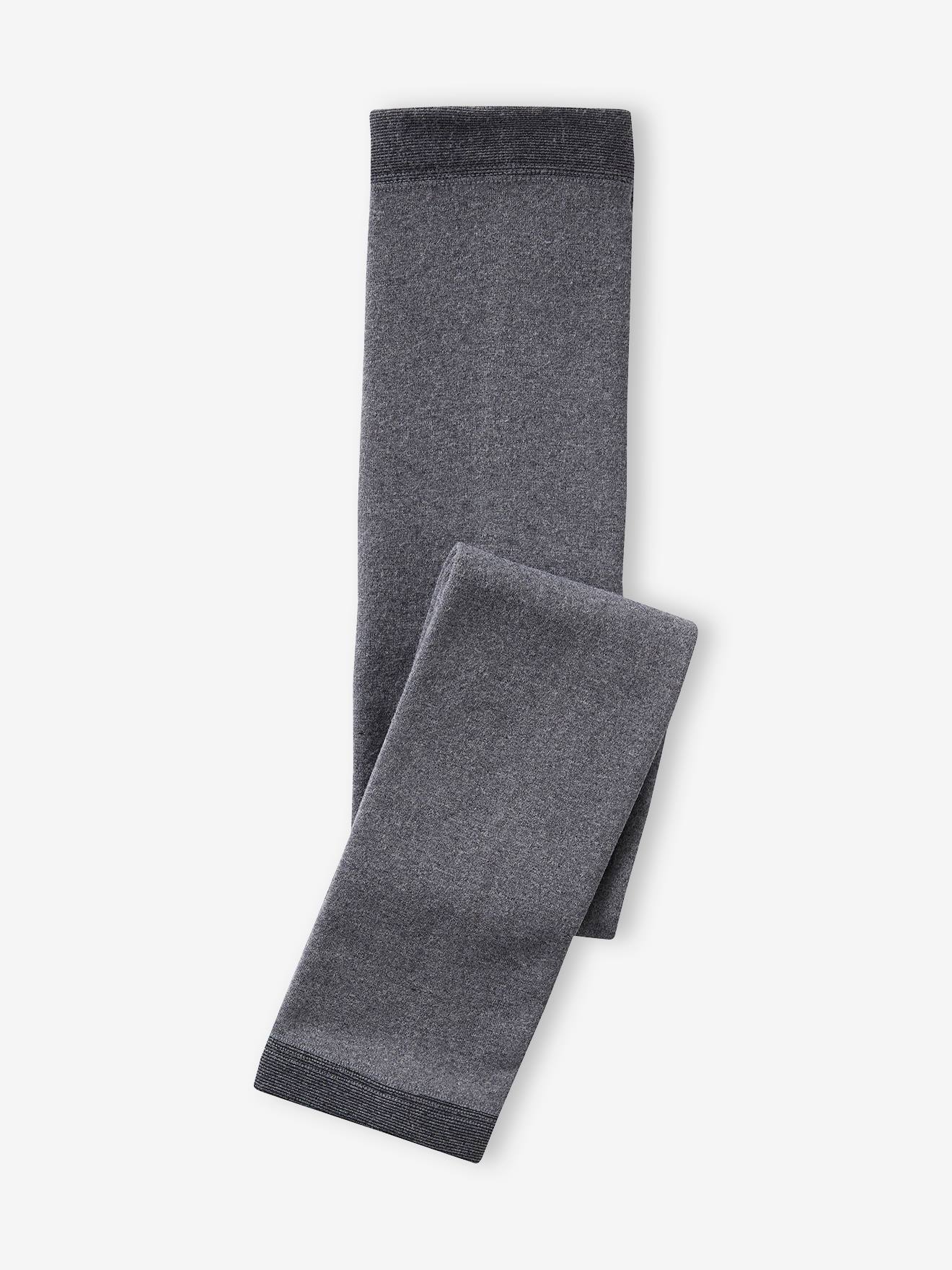 Legging collant fille maille polaire gris chiné