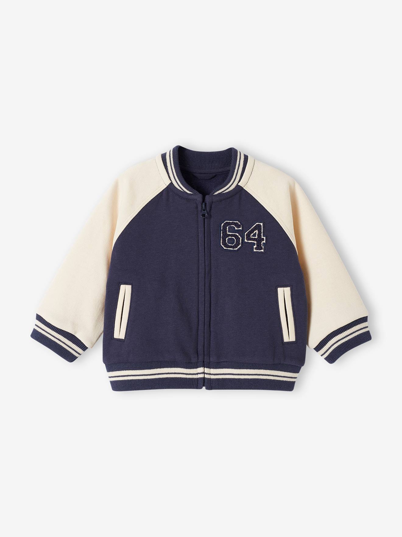 Cardigan style teddy bébé zippé en molleton bleu nuit
