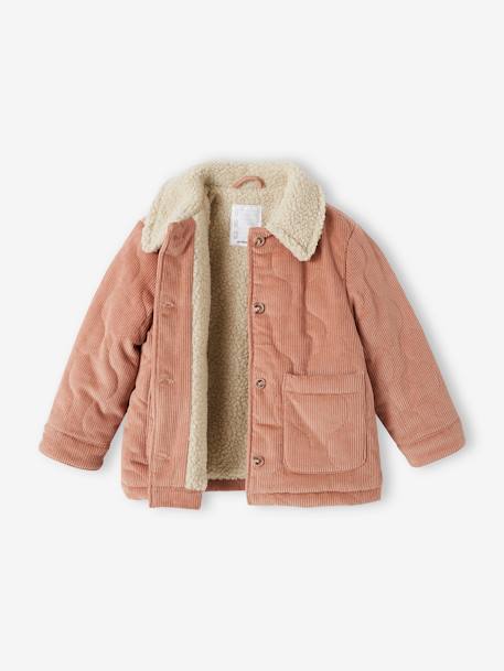 VERTBAUDET Veste Velours Fausse Fourrure Fille - Doublure Chaud - Taille 6A - Couleur Blush