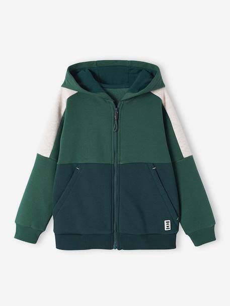Garçon-Vêtements de sport-Sweat garçon zippé à capuche effet colorblock sport 