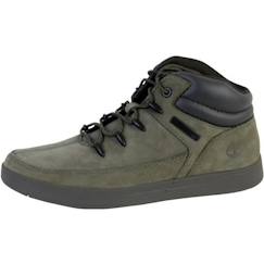 Chaussures-Chaussures garçon 23-38-Basket Montante Timberland Juniors Davis Square - Vert - Lacets - Cuir - Dark green - Mixte - Adulte