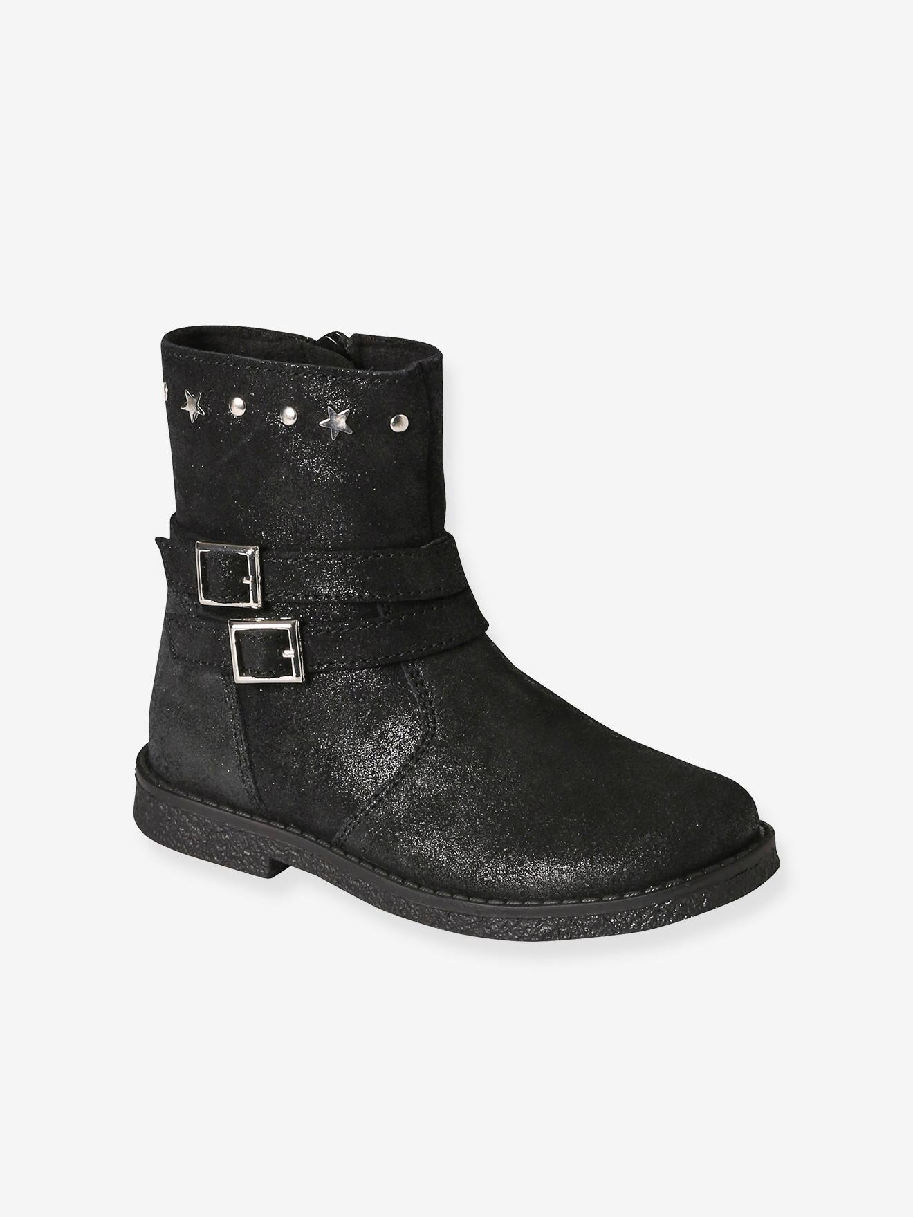 Boots en cuir fille collection maternelle noir